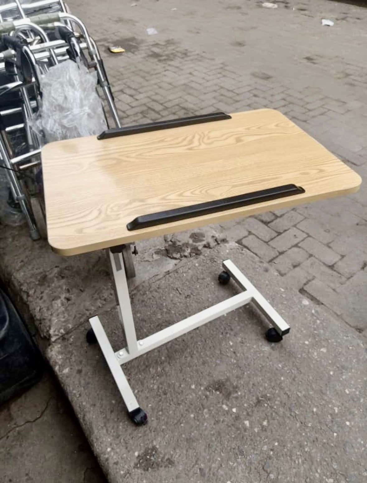 Height-Adjustable Medical Overbed Table
