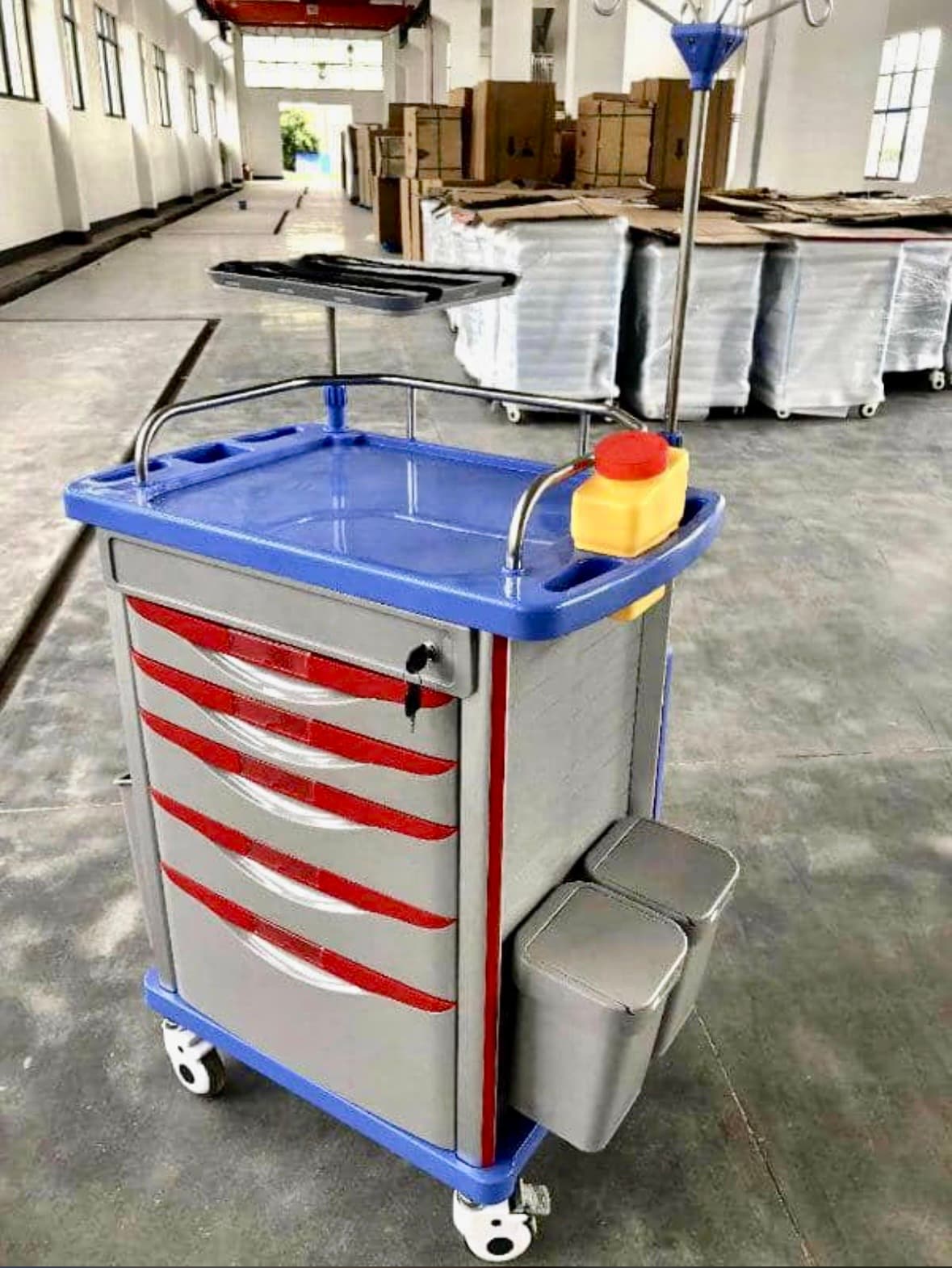Mobile Medical Crash Cart (Emergency Trolley) – 5 Drawers